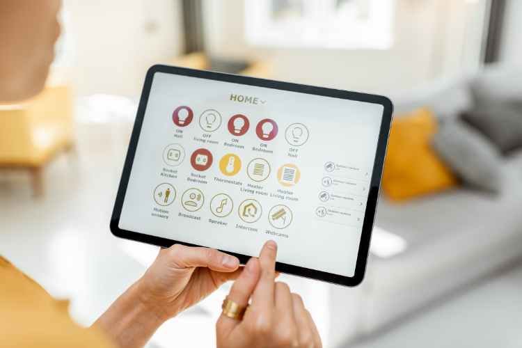 A woman is checking on ipad