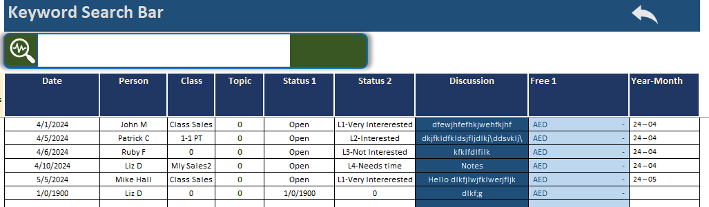 Sales Leads Call Log tracker